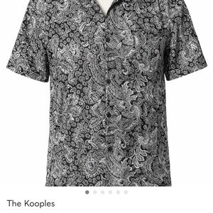 🆕The Kooples Paisley Button-Up Shirt in Viscose Black & White NWT Men’s size M